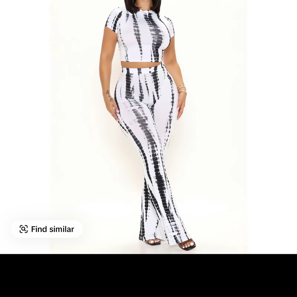 Fashion Nova Black and White Tie-Dye Set